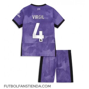 Liverpool Virgil van Dijk #4 Tercera Equipación Niños 2023-24 Manga Corta (+ Pantalones cortos)